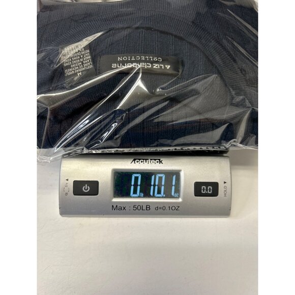 Vintage Liz Claiborne Collection Womens Merino Wool Sweater Ribbed Knit Navy M - Picture 9 of 9